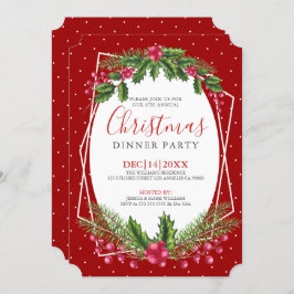 クリスマスホリーブーケディナー招待状 招待状