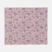 クリスマスホリーブーケ – ほこりっぽいバラ – ピンク フリースブランケット (正面(横))