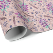 クリスマスホリーブーケ – ほこりっぽいバラ – ピンク ラッピングペーパー (ロールコーナー)