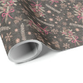 クリスマスホリーブーケ – ブラック ラッピングペーパー (ロールコーナー)