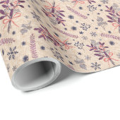 クリスマスホリーブーケ – Cream Beige ラッピングペーパー (ロールコーナー)