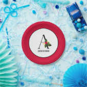 クリスマスホリーベリーエレガントズモノグラムイニシャルA ペーパープレート (パーティー)