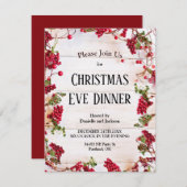 クリスマスホリーベリークリスマスイブディナーパーティー 招待状 (正面/裏面)