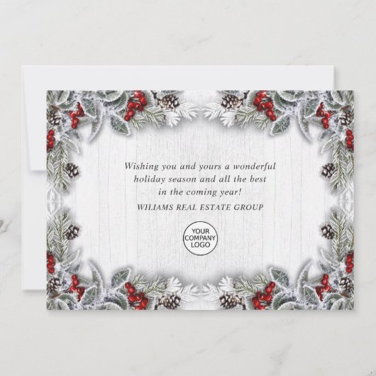 クリスマスホリーベリーグリーティ企業のング素朴 シーズンカード (裏面)