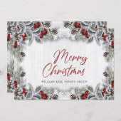 クリスマスホリーベリーグリーティ企業のング素朴 シーズンカード (正面/裏面)