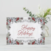 クリスマスホリーベリーグリーティ企業のング素朴 シーズンカード (スタンド正面)