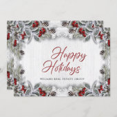 クリスマスホリーベリーグリーティ企業のング素朴 シーズンカード (正面/裏面)