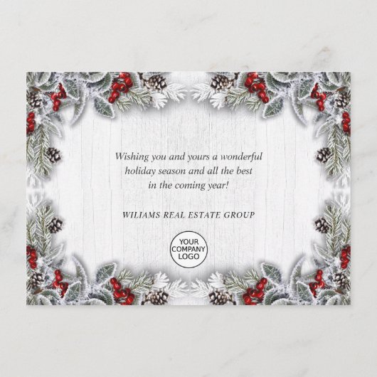 クリスマスホリーベリーグリーティ素朴ング企業の シーズンカード (裏面)