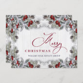 クリスマスホリーベリーグリーティ素朴ング企業の シーズンカード (正面/裏面)