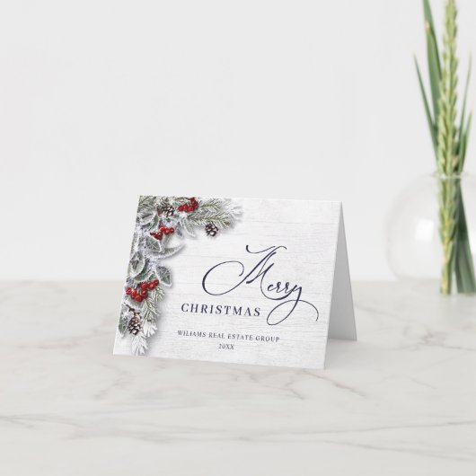 クリスマスホリーベリーグリーティ素朴ング企業の シーズンカード (正面)
