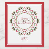 クリスマスホリーベリーグリーンリーリーフリース ワインラベル (シングルラベル)