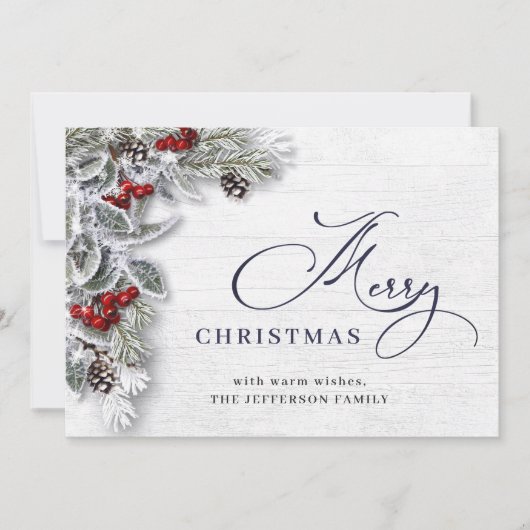 クリスマスホリーベリーパイングリーティ素朴ング シーズンカード (正面)
