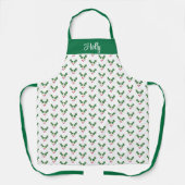 クリスマスホリーベリーパターパーソナライズされたン エプロン (正面)