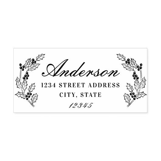 クリスマスホリーベリーファミリーネーム差出人住所 セルフインキングスタンプ (デザイン)