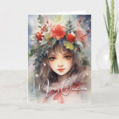 クリスマスホリーベリーフェアリーホリデー カード (正面)