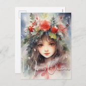 クリスマスホリーベリーフェアリー シーズンポストカード (正面/裏面)