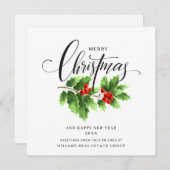 クリスマスホリーベリーブランチ企業のグリーティングホ シーズンカード (正面/裏面)