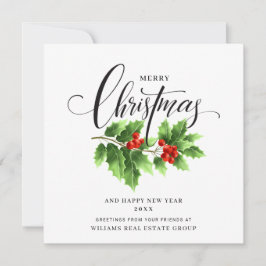 クリスマスホリーベリーブランチ企業のグリーティングホ シーズンカード