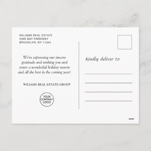 クリスマスホリーベリーブランチ企業のグリーティング シーズンポストカード (裏面)