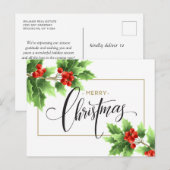 クリスマスホリーベリーブランチ企業のグリーティング シーズンポストカード (正面/裏面)