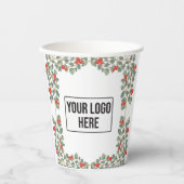 クリスマスホリーベリーホリデービジネスロゴ 紙コップ (正面)