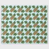 クリスマスホリーベリーホリデーラッピング紙 ラッピングペーパー (フラット)