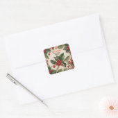 クリスマスホリーベリーホームメイドフードホリデーベーキング スクエアシール (封筒)