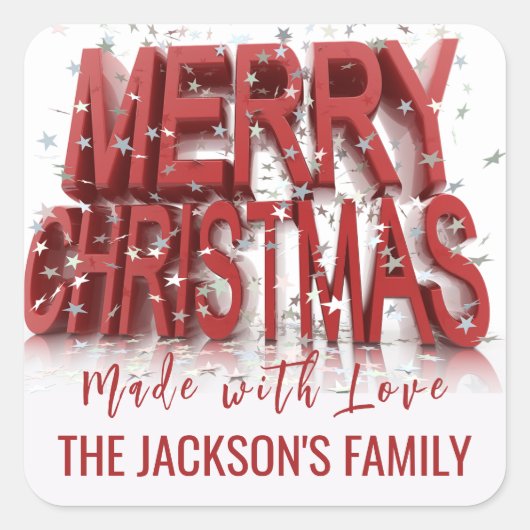 クリスマスホリーベリーホームメイドフードホリデーベーキング スクエアシール (正面)