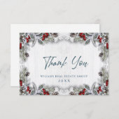 クリスマスホリーベリーホ素朴リ企業のデイ サンキューカード (正面/裏面)