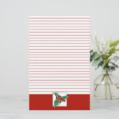 クリスマスホリーベリーボタニカルアートレッドライン 便箋 (スタンド正面)