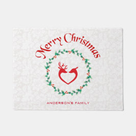 クリスマスホリーベリーリース ドアマット