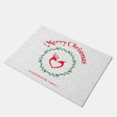 クリスマスホリーベリーリース ドアマット (アングル)