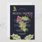 クリスマスホリーベリー冬のブライダルシャワーパーティー 招待状 (正面)