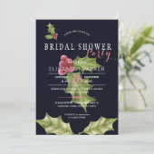 クリスマスホリーベリー冬のブライダルシャワーパーティー 招待状 (スタンド正面)