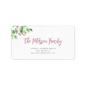 クリスマスホリーベリー家族の名前差出人住所 ラベル (正面)