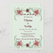 クリスマスホリーベリー植物性常緑樹 招待状 (正面/裏面)