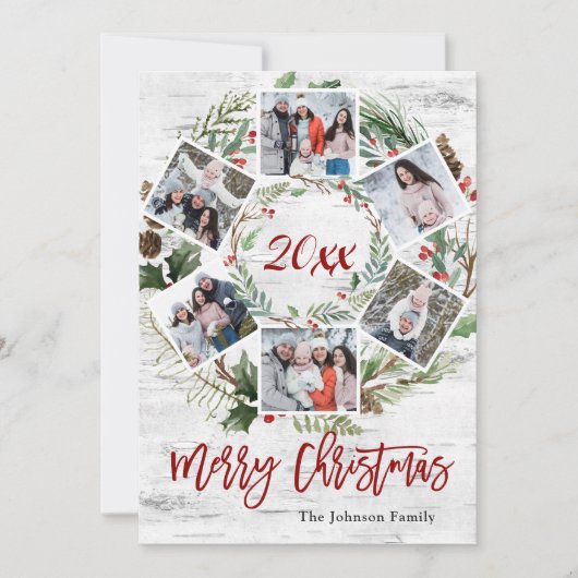 クリスマスホリーベリー樺の木バーク6 PHOTO Greeting シーズンカード (正面)