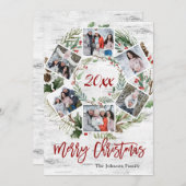 クリスマスホリーベリー樺の木バーク6 PHOTO Greeting シーズンカード (正面/裏面)