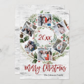 クリスマスホリーベリー樺の木バーク6 PHOTO Greeting シーズンカード (正面/裏面)
