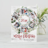 クリスマスホリーベリー樺の木バーク6 PHOTO Greeting シーズンカード (スタンド正面)