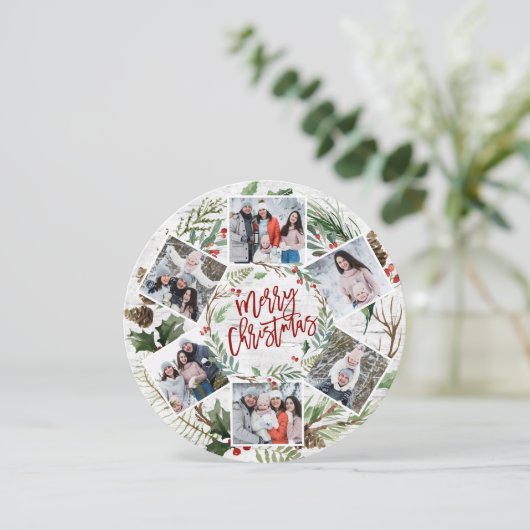 クリスマスホリーベリー樺の木バーク6 PHOTO Greeting シーズンカード (スタンド正面)