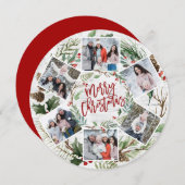 クリスマスホリーベリー樺の木バーク6 PHOTO Greeting シーズンカード (正面/裏面)