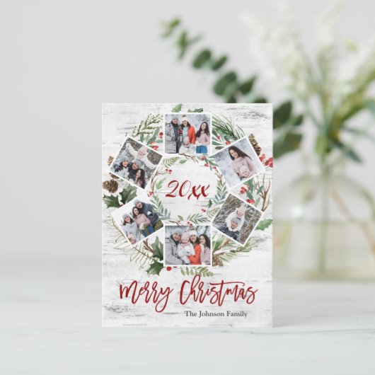 クリスマスホリーベリー樺の木バーク6 PHOTO Greeting シーズンポストカード (スタンド正面)