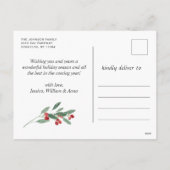 クリスマスホリーベリー樺の木バーク6 PHOTO Greeting シーズンポストカード (裏面)