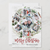 クリスマスホリーベリー樺の木バーク7写真グリーティング シーズンカード (正面)
