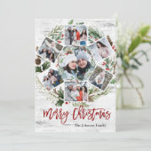 クリスマスホリーベリー樺の木バーク7写真グリーティング シーズンカード (スタンド正面)