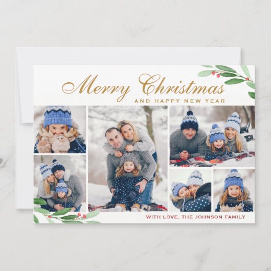 クリスマスホリーベリー6 PHOTOコラージグリーティング シーズンカード (正面)