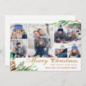 クリスマスホリーベリー6 PHOTOコラージグリーティング シーズンカード (正面/裏面)