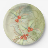 クリスマスホリーベリー ペーパープレート (正面)