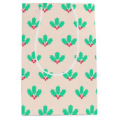 クリスマスホリーベリー ミディアムペーパーバッグ (正面)